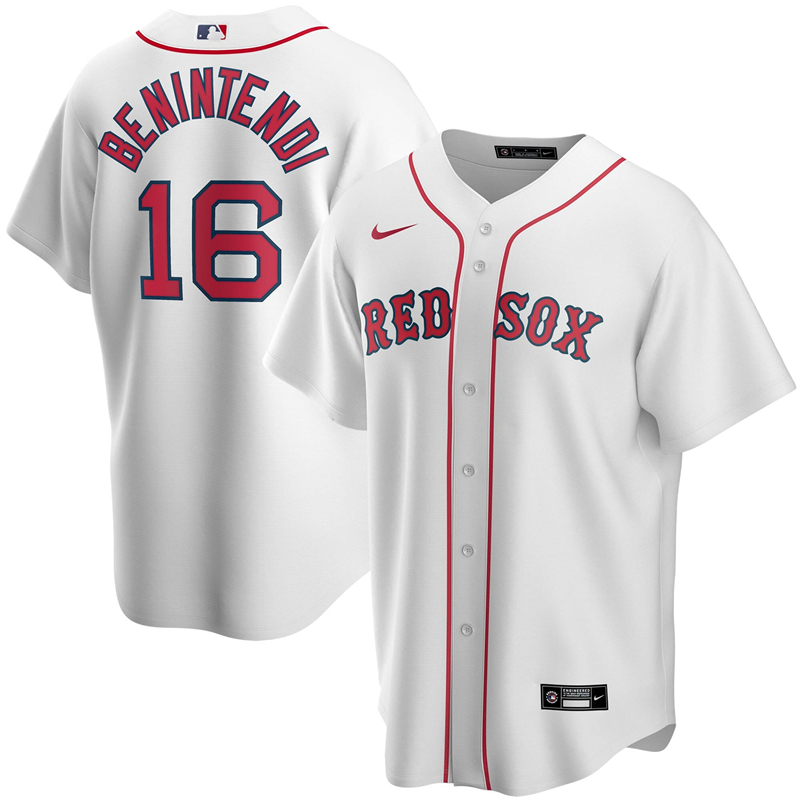 2020 MLB Men Boston Red Sox #16  Andrew Benintendi Nike White Home 2020 Replica Player Jersey 1->boston red sox->MLB Jersey